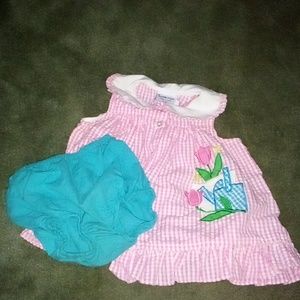 2 piece Girls toddler pink checkered shirt skirt size s18